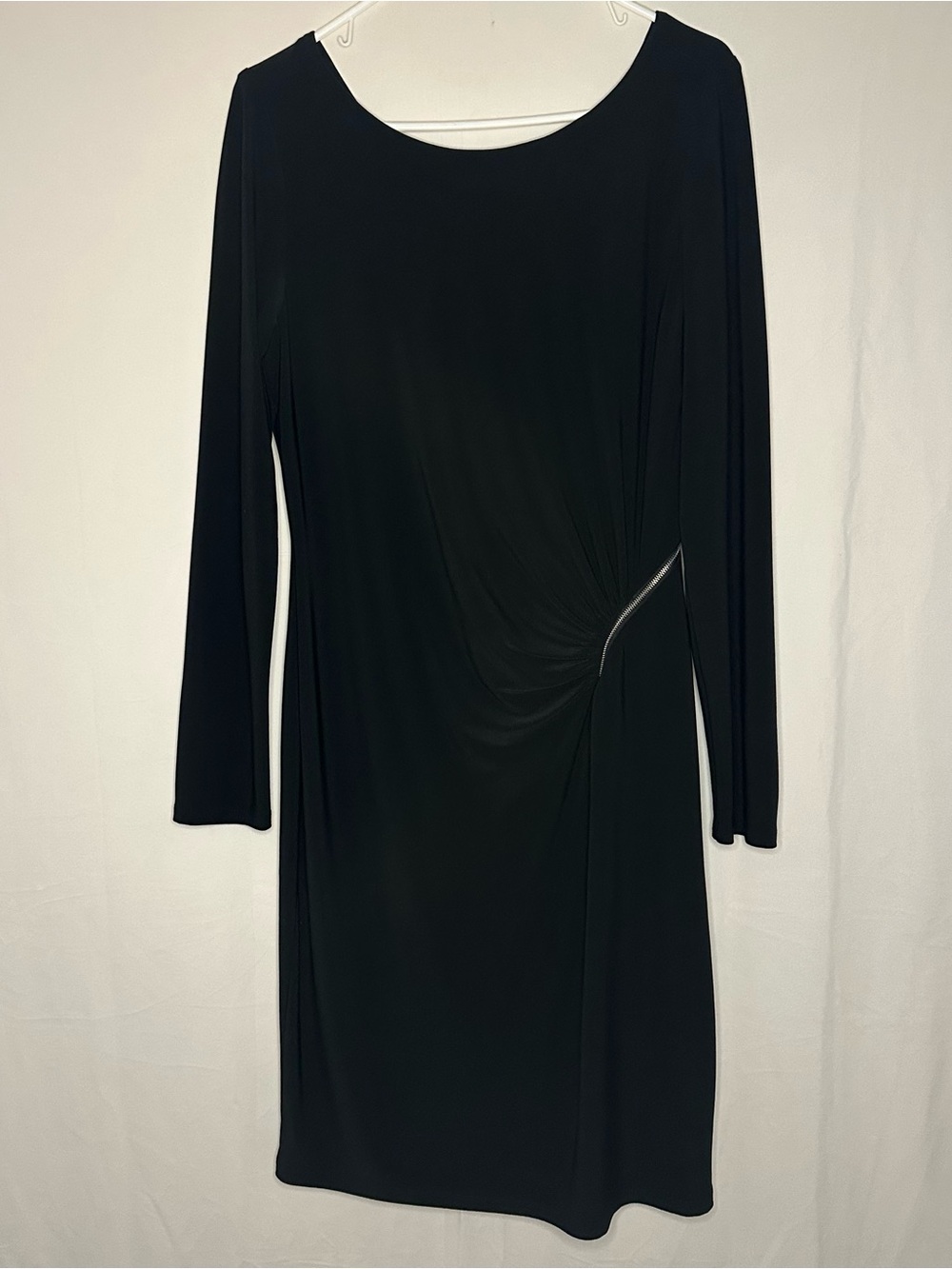 Ralph Lauren Black Long-Sleeve Ruched Side zipper detail Sheath Dress classy 12